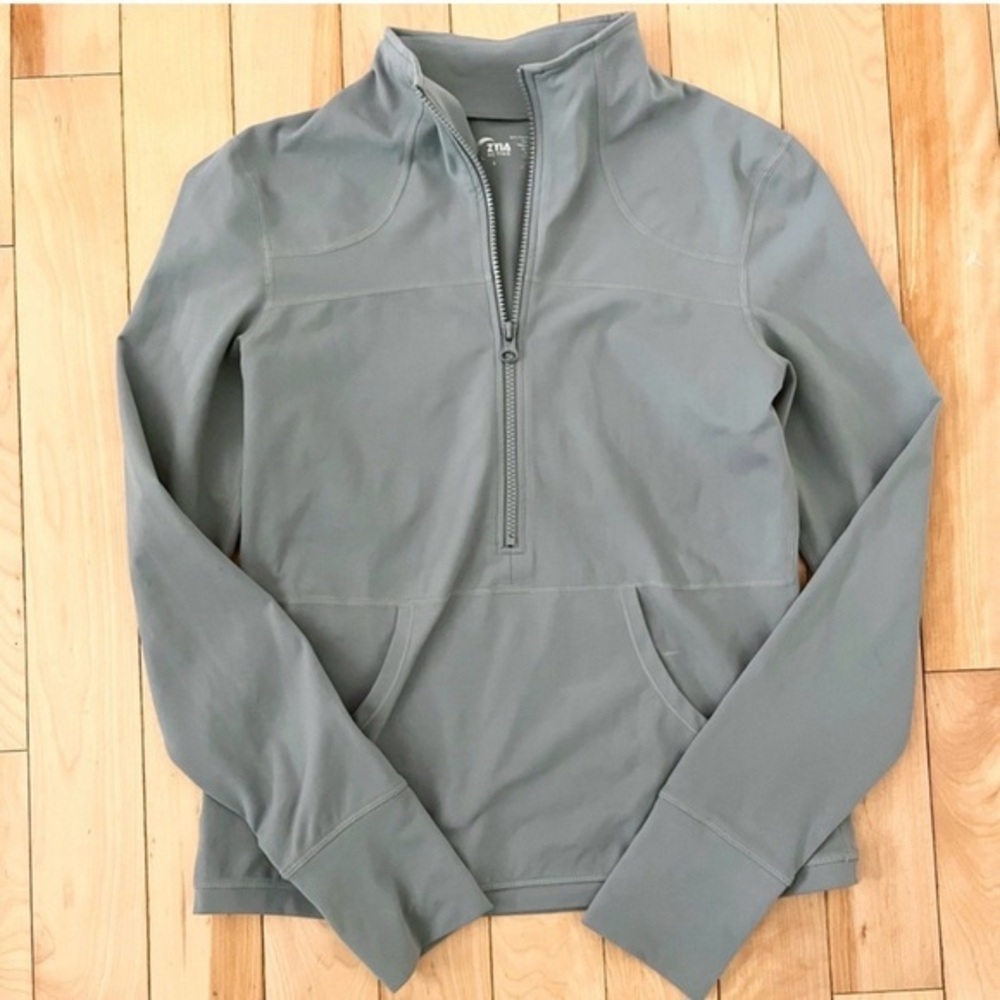 Zyia Activewear Performance Grey Half-Zip Sweater